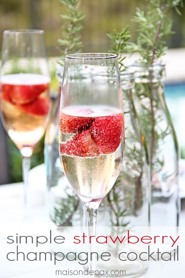 Learn how to make a simple and delicious strawberry champagne cocktail - so easy and the perfect recipe for making any occasion special | maisondepax.com