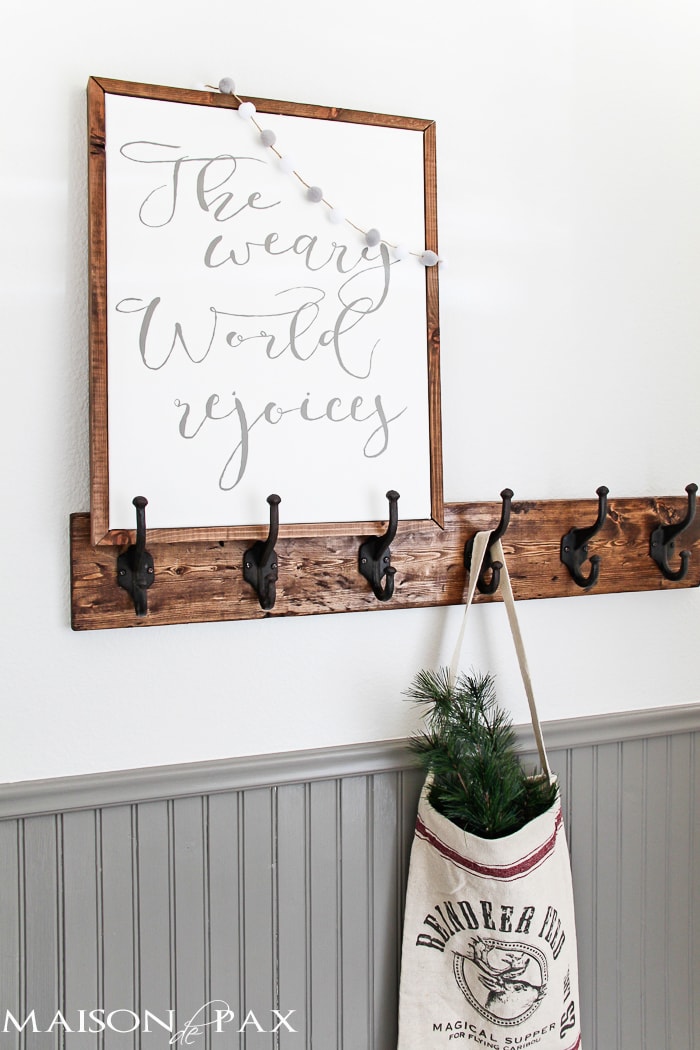DIY Christmas sign: learn how to make your own beautiful hand painted sign on canvas framed with a simple wooden frame | maisondepax.com
