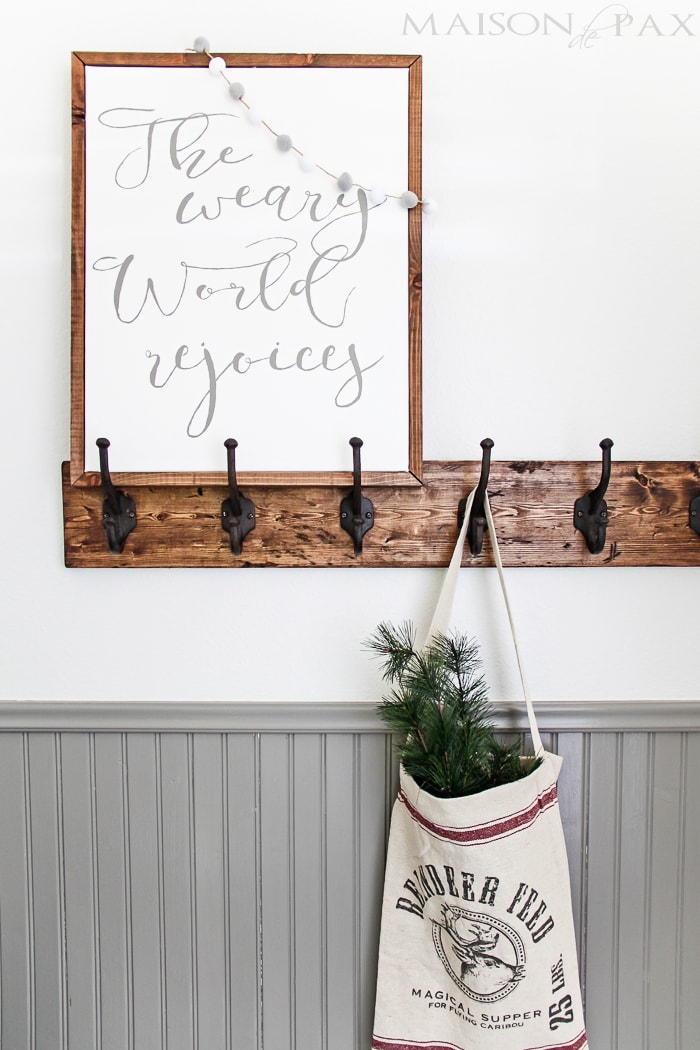 DIY Christmas sign: learn how to make your own beautiful hand painted sign on canvas framed with a simple wooden frame | maisondepax.com