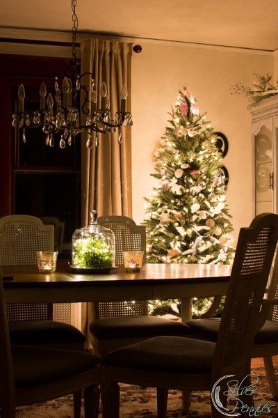 Christmas lights in the dining room... beautiful!