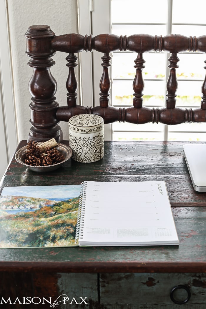 lovely desk space with simple planner